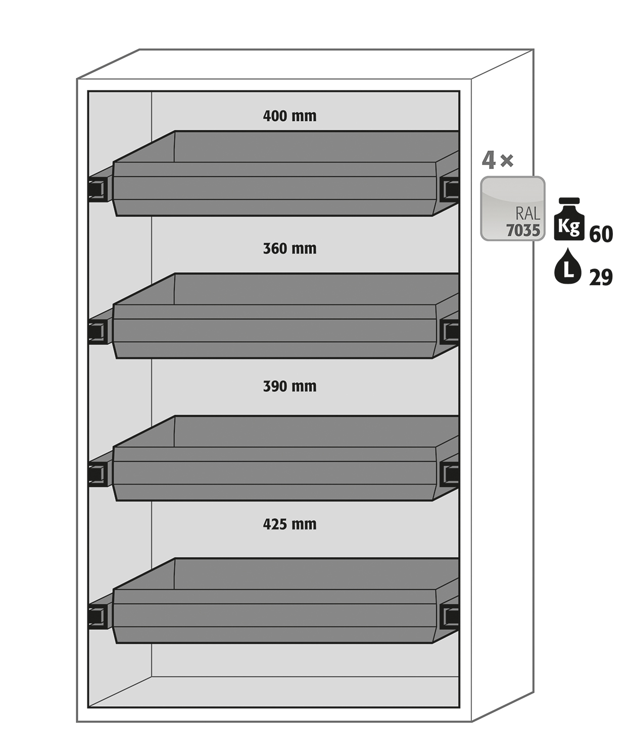 Armoire de sécurité coupe-feu G 1200-FP, one touch, avec portes battantes,  jaune